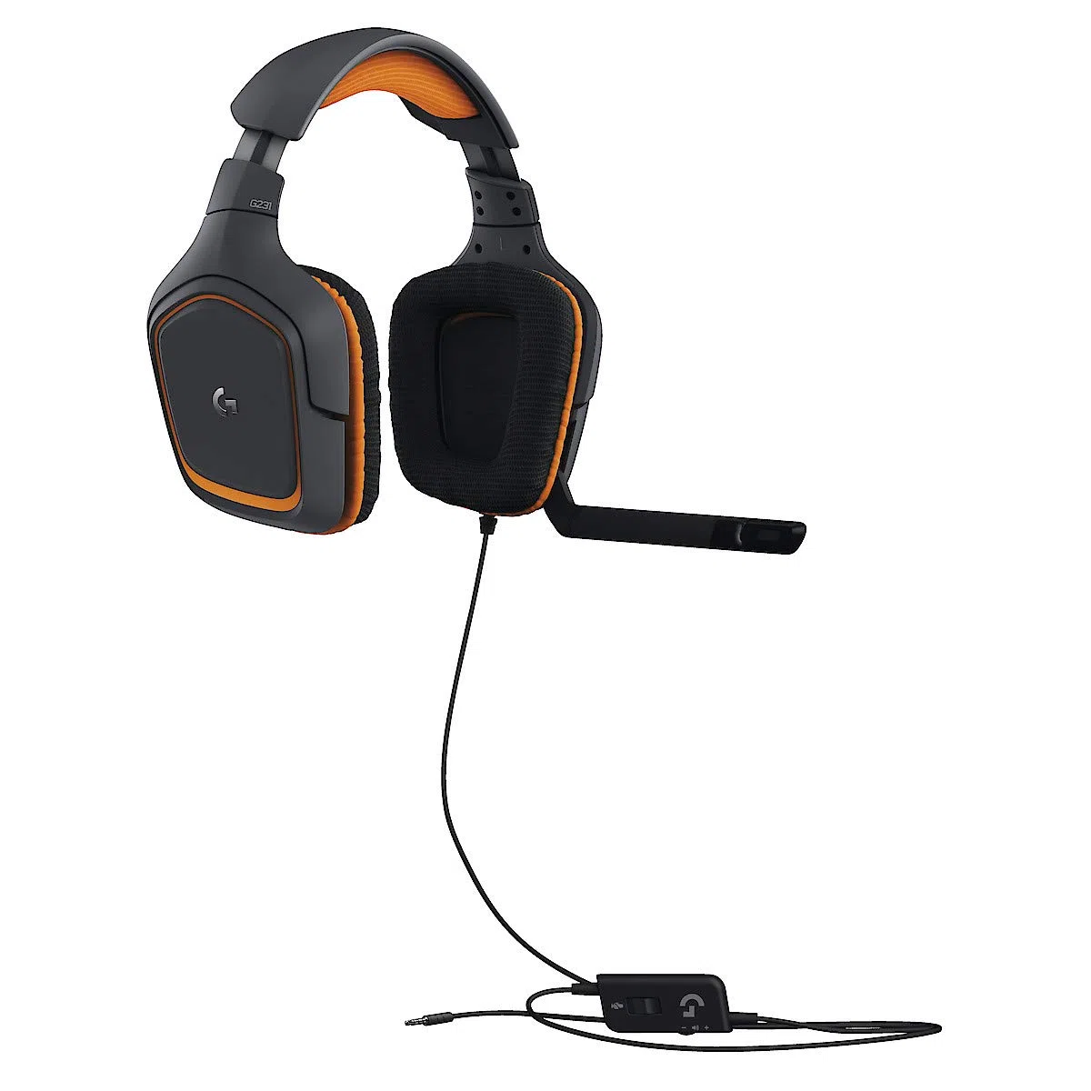 Logitech G231 Cuffie da Gioco con Microfono Prodigy Stereo per PC, Xbox One, PS4, Nero/Arancione