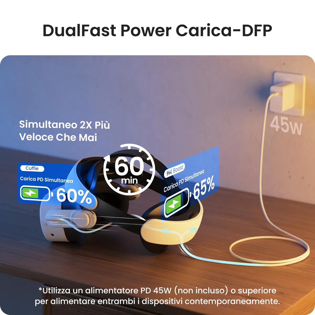 KIWI design H4 Boost Cinturino per la Testa della Batteria Compatibile con Meta Quest 3/3S Confort Cinturino Halo