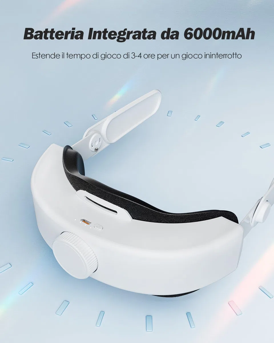 SUPERUS Cinturino per Testa con Batteria per Quest 2 Auricolari Ricambio Cinturino Elite Regolabile Meta Oculus Quest 2 Accessori
