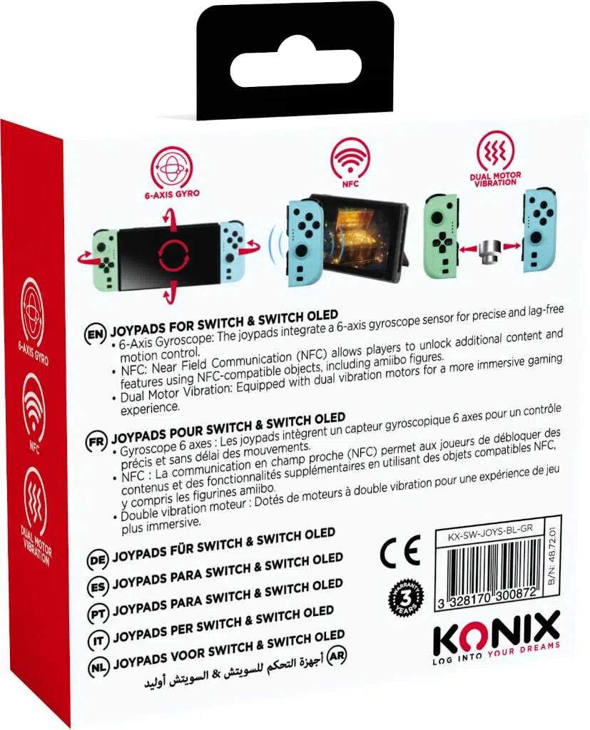 Konix Joypad controller do Nintendo Switch, Switch OLED, Switch 2 - 8h bateria, wibracje, zielono-niebieski