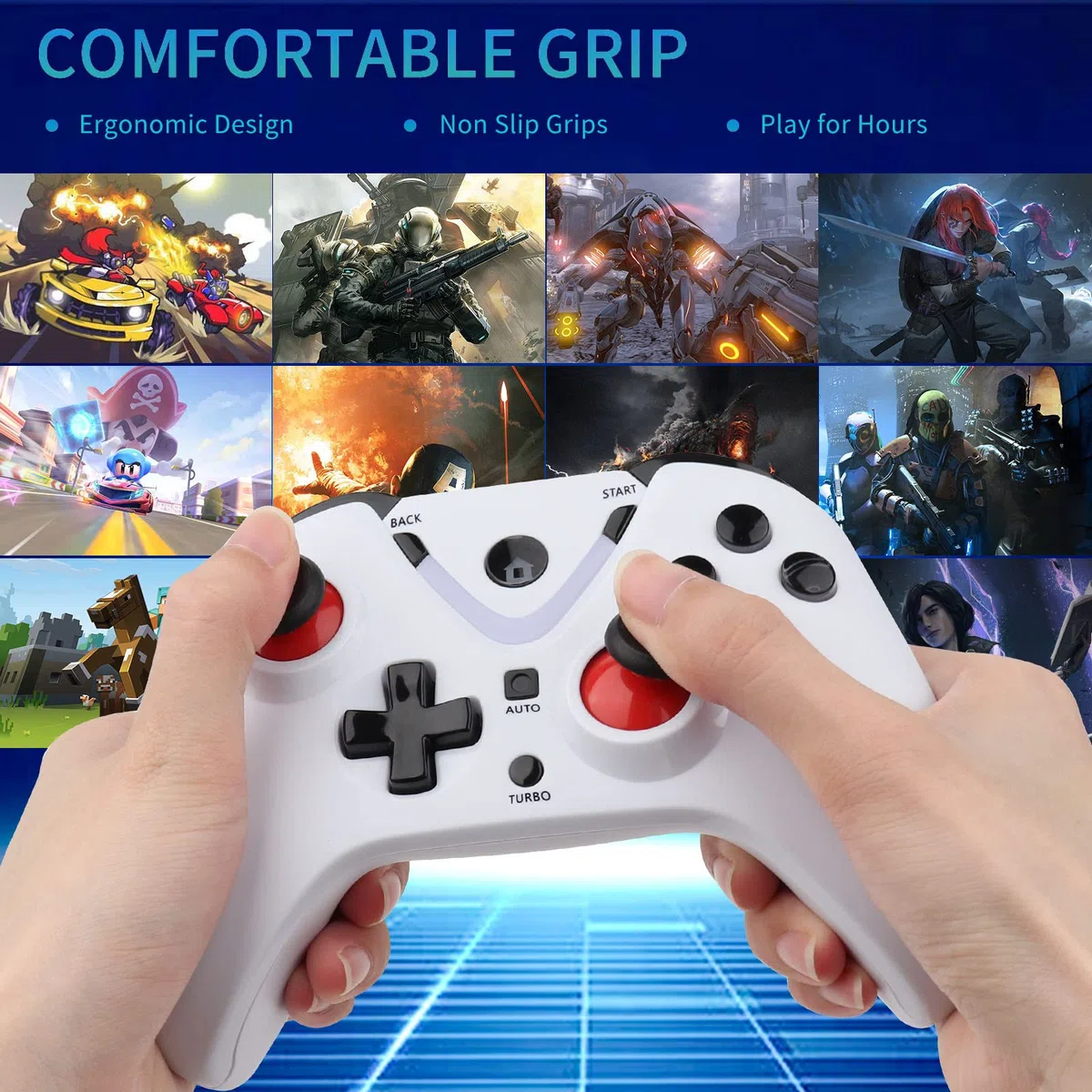 RALAN Controller di gioco wireless con illuminazione a LED compatibile con Xbox One S/X, Xbox Series S/X, PC Gaming Gamepad, Joypad remoto con adattatore wireless 2.4G, Rechargeable Battery