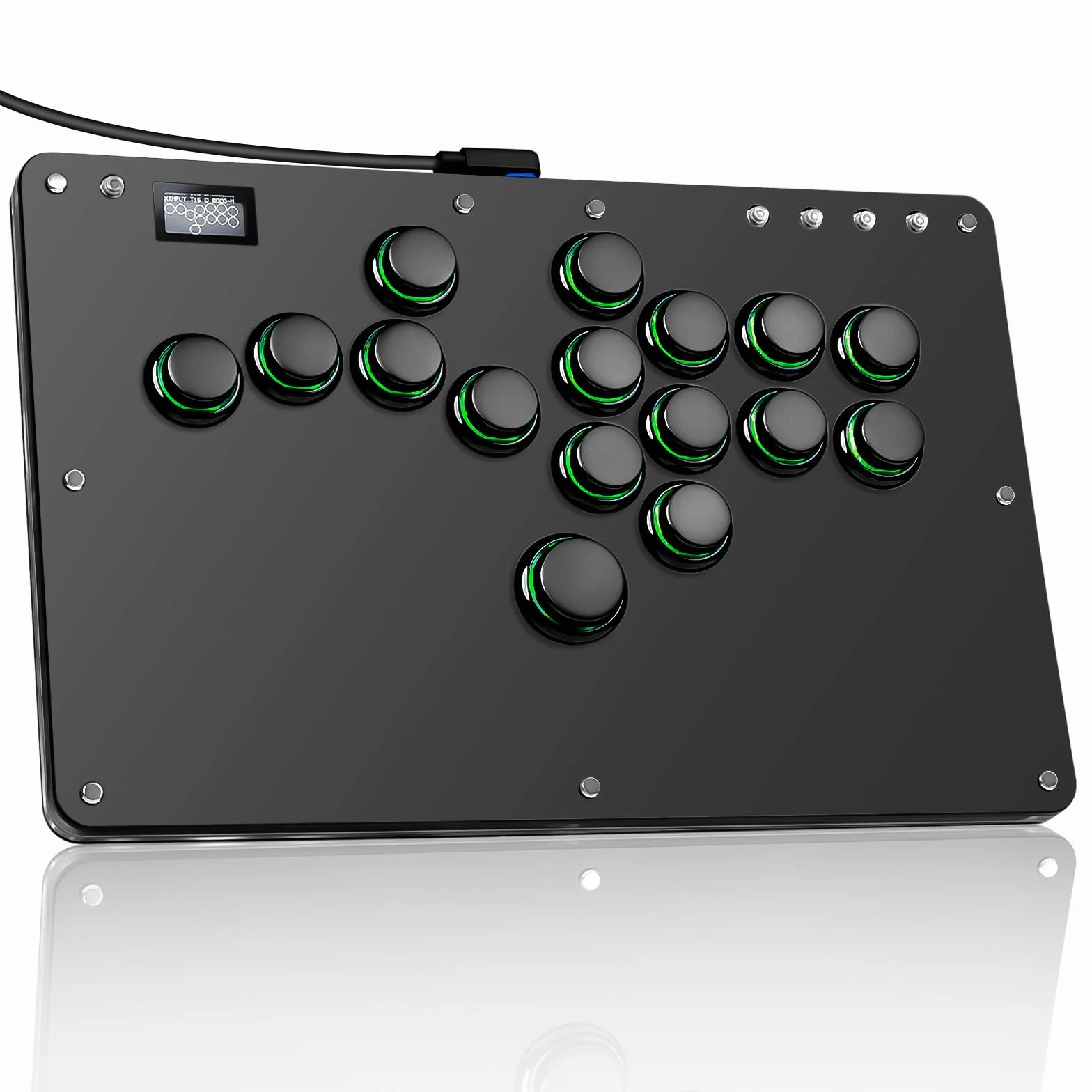 Sehawei Arcade Stick R16 Controller Arcade a 16 tasti per PC/Ps3/Ps4/Switch/Steam, Fight Stick per giochi di combattimento con funzioni RGB e Turbo personalizzate e Hot Swap Nero