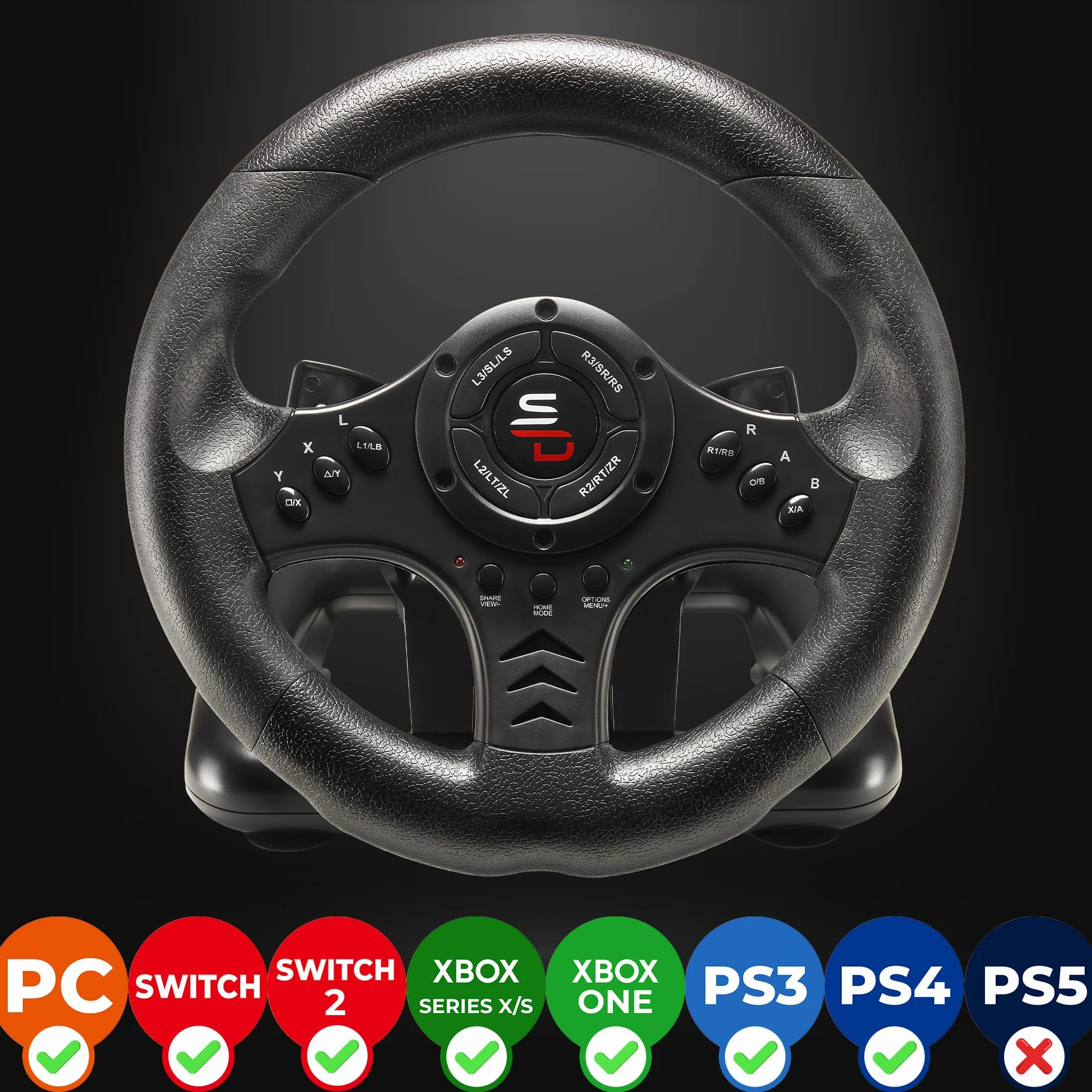 Superdrive, Sv450 Racing Wheel con Pedali, Shift & Vibration, Xbox X/Series, Switch, PS4, Xbox One, PC