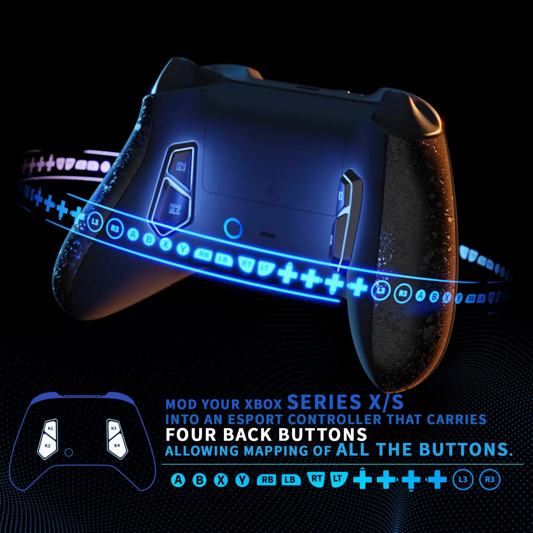 eXtremeRate VICTOR X Remap Kit do kontrolera Xbox Series X S, 6 profili, czarne antypoślizgowe