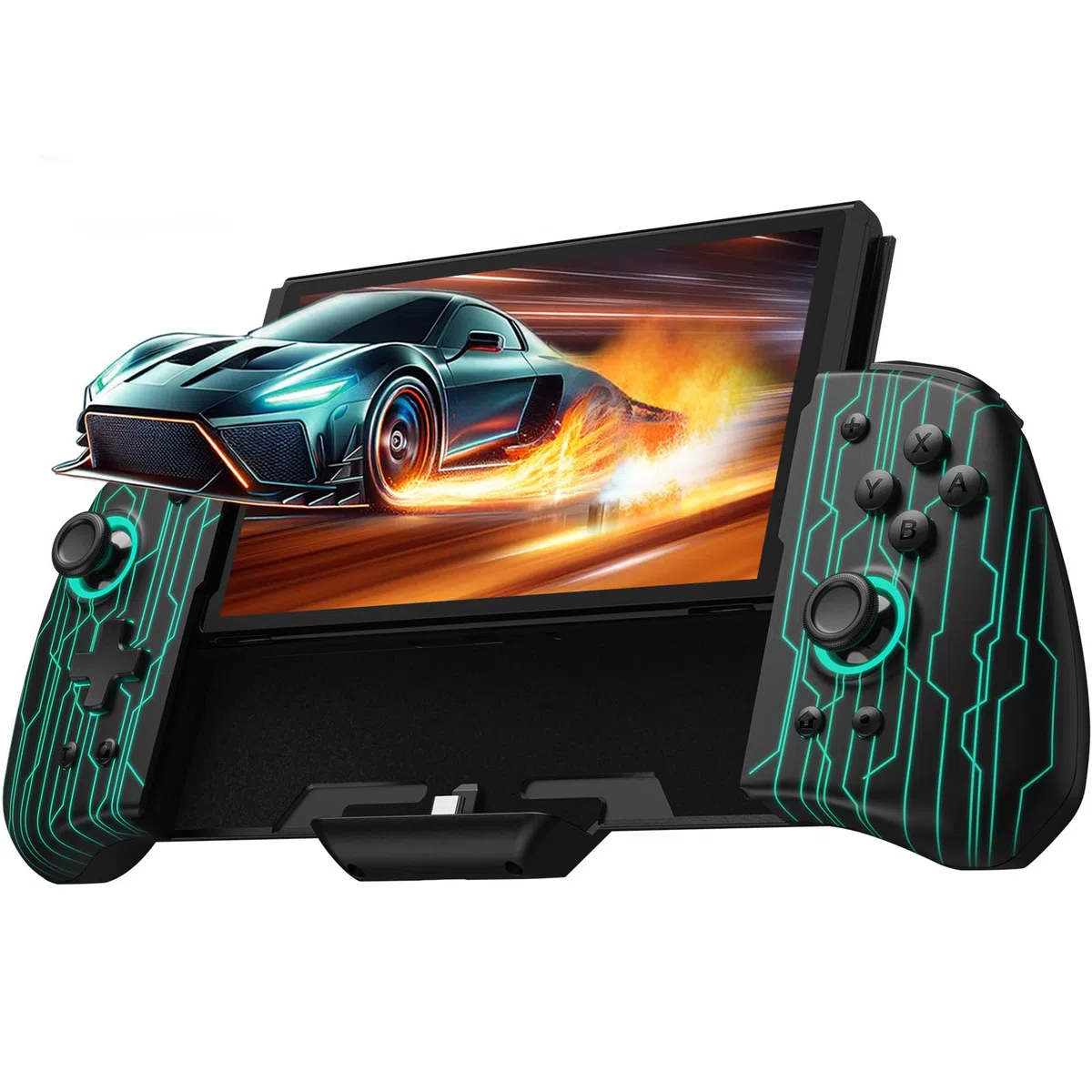 PALPOW Controller Switch luminoso – Compatibile con Nintendo Switch/OLED, design Luminpad ergonomico, Joypad monoblocco, RGB, Turbo, Mapping – Nero Meccanico Cyber