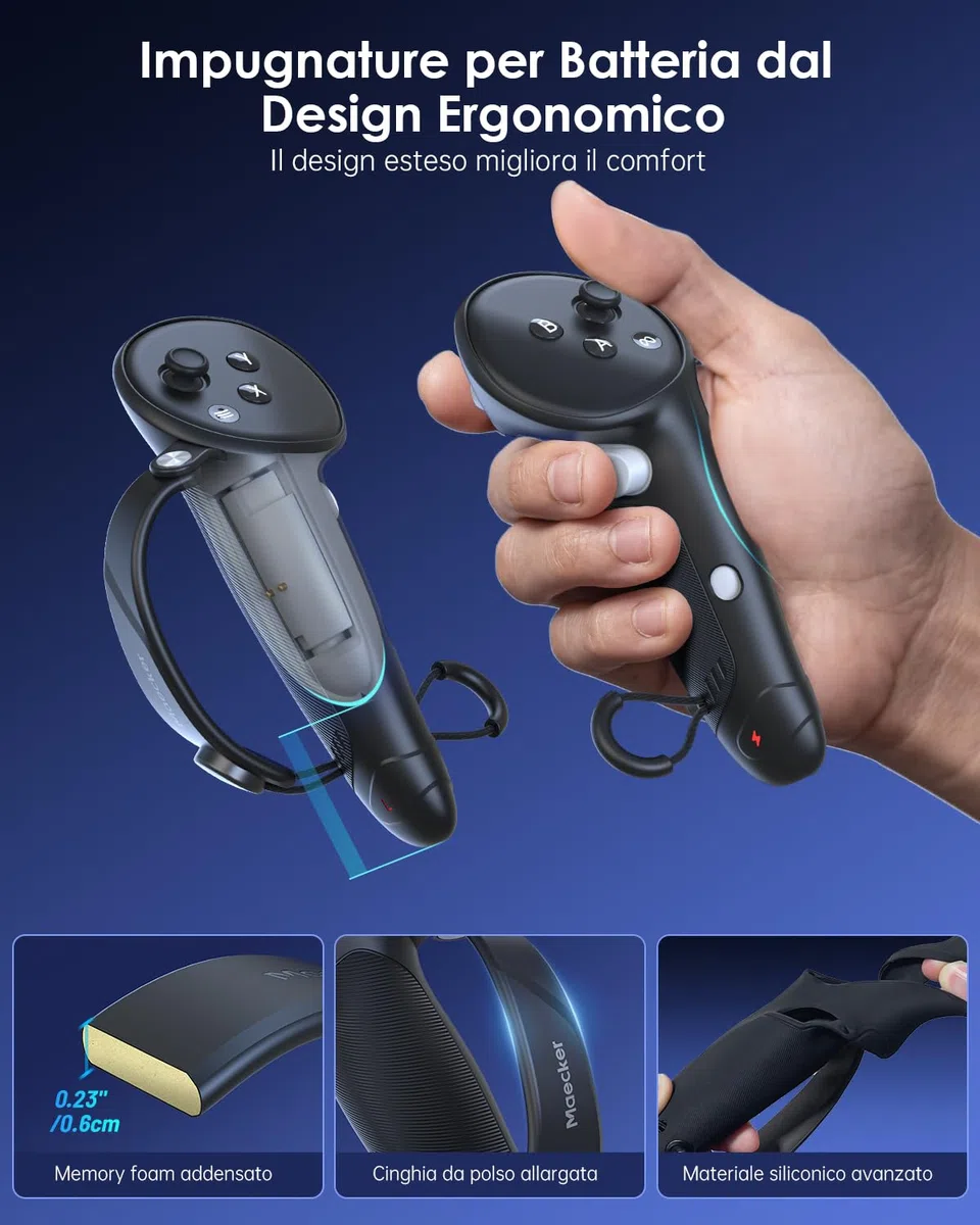 Impugnature per Controller Quest 3S/3 con Batteria Ricaricabile Cinturini Accessori