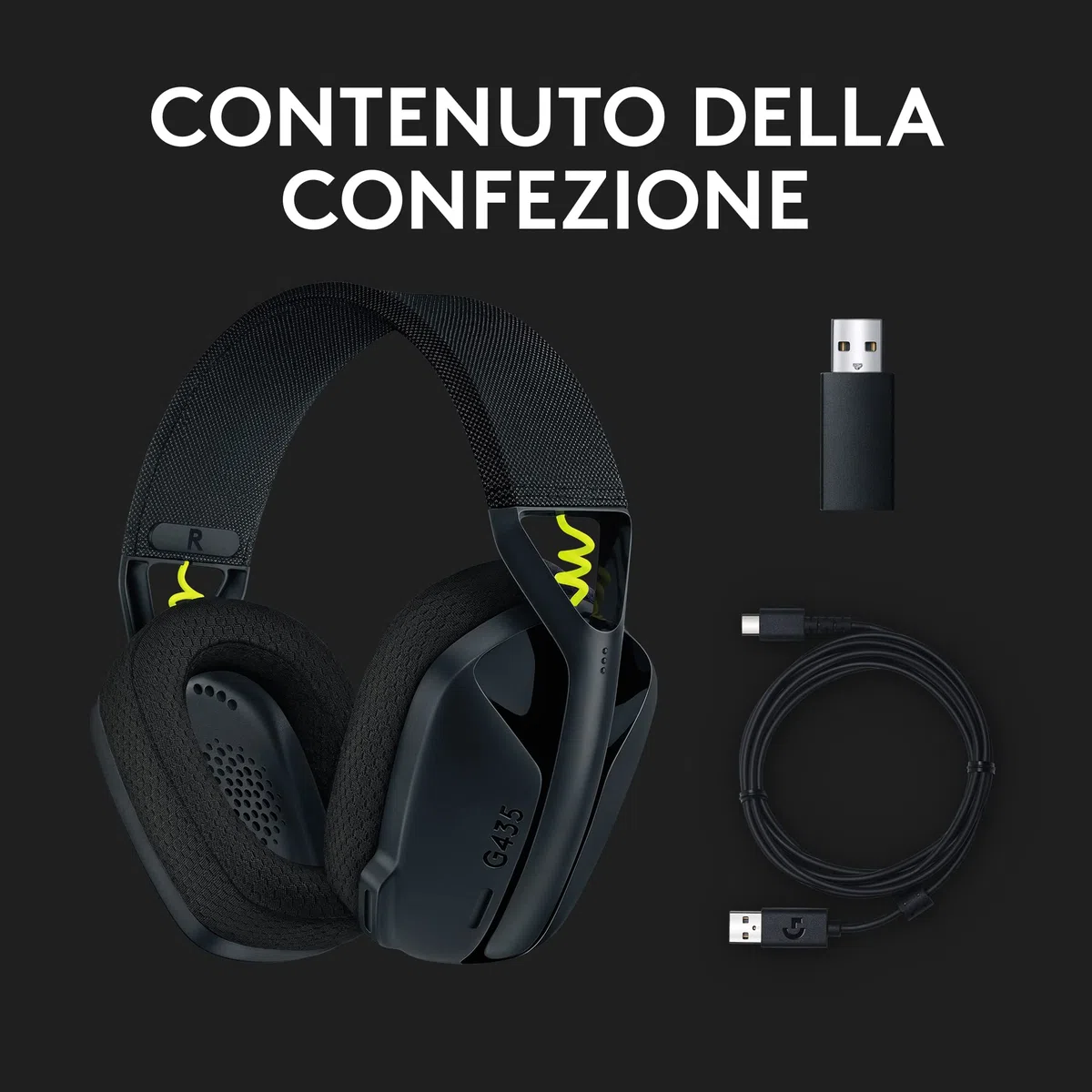 Logitech G G435 Lightspeed Wireless Bluetooth Gaming Headset Over-Ear Lightweight 18h Battery Dolby Atmos PC PS4 PS5 Switch Nero
