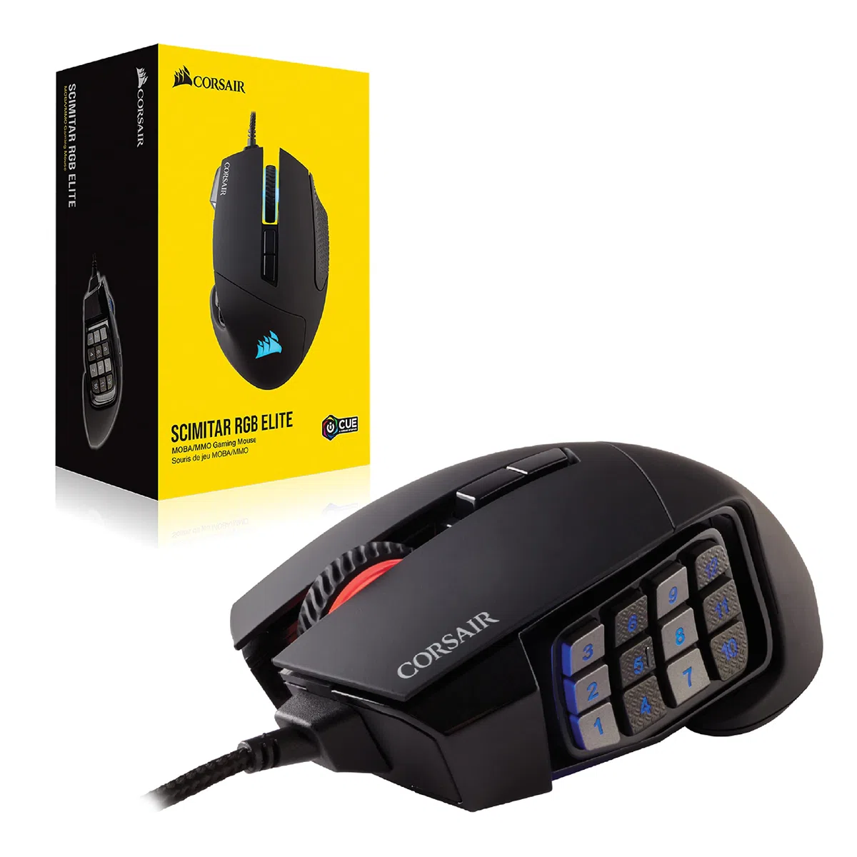 Corsair Scimitar ELITE RGB Mouse Gaming Ottico per MOBA/MMO 18000 DPI, Nero