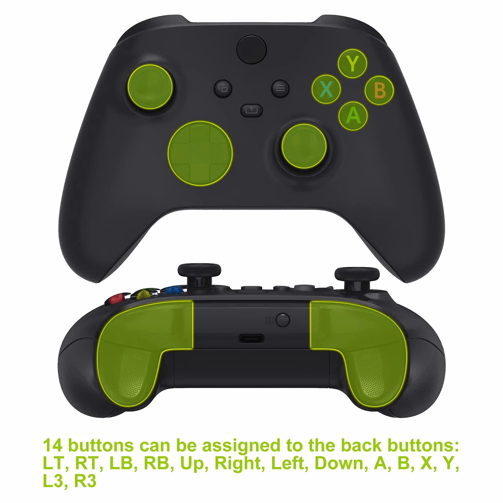 eXtremeRate HOPE Remap Kit Programmabile per Xbox Series X S Controller Scheda&Cover Posteriore&Grip&Tasti Posteriori per Xbox Core Joystick(Model 1914)-Verde Antiscivolo