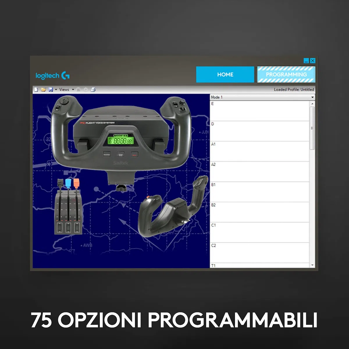 Logitech G Saitek Pro Flight Yoke System, Sistema Leva di Controllo di Volo, Quadrante ‎Acceleratore Per Simulazioni Professionali, Leva Stelo Acciaio, 75 Controlli Programmabili, ‎USB, PC - Nero