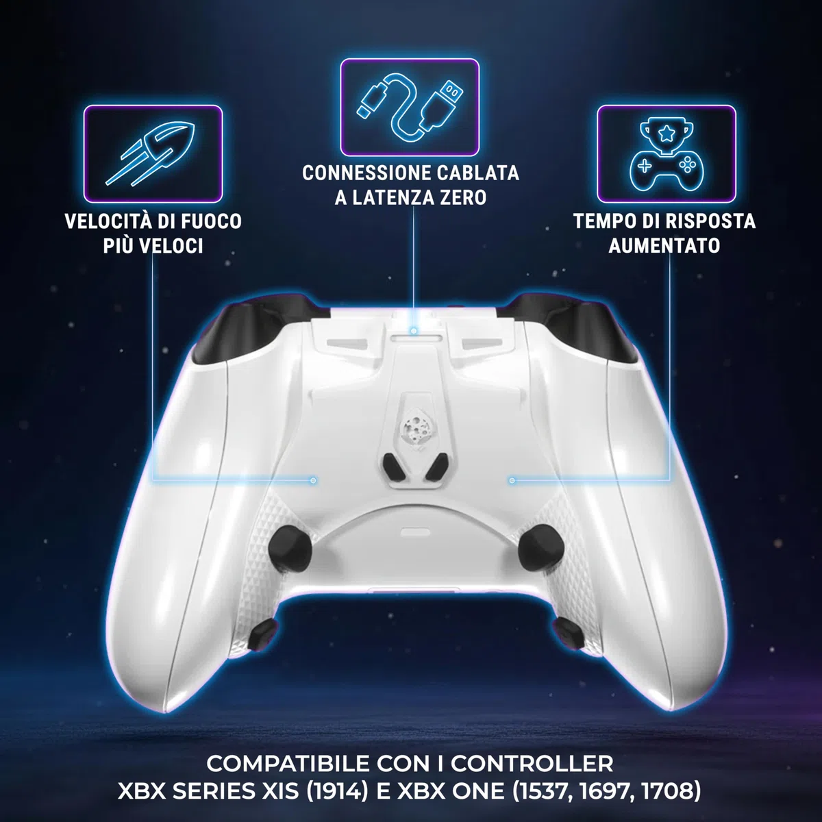 Collective Minds Strike Pack ‘Horizon’ – Kit MOD cablato per controller Xbox | 4 pulsanti posteriori programmabili | Accessorio gaming Xbox con app per pro player | Compatibile Xbox Series X|S e One