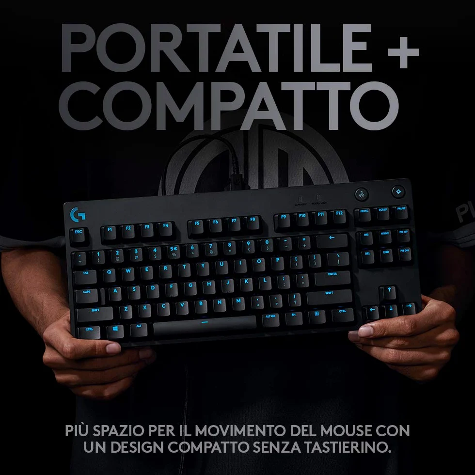 Logitech G PRO TKL Tastiera Gaming Meccanica GX Blue Clicky Switch LIGHTSYNC RGB Tenkeyless Nero