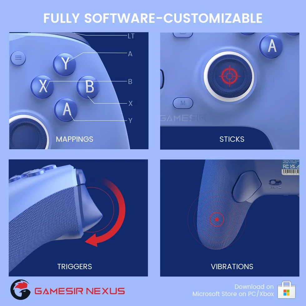 GameSir G7 SE Wired Controller for Xbox Series X|S, Xbox One, Windows 10/11, Hall Effect Joystick, 3.5mm Audio Jack, Blue