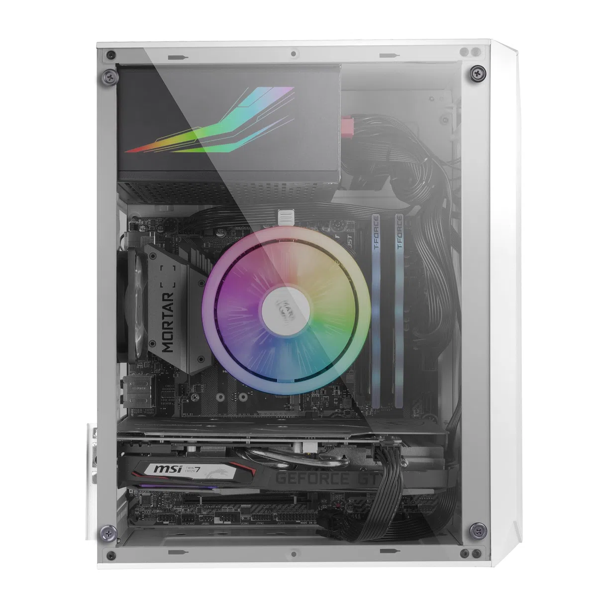 Mars Gaming MC-S1 Bianco, Case PC Gaming Compatto Micro-ATX, Illuminazione ARGB 12 Modalità, Ventola FRGB, Finestra Laterale Completa