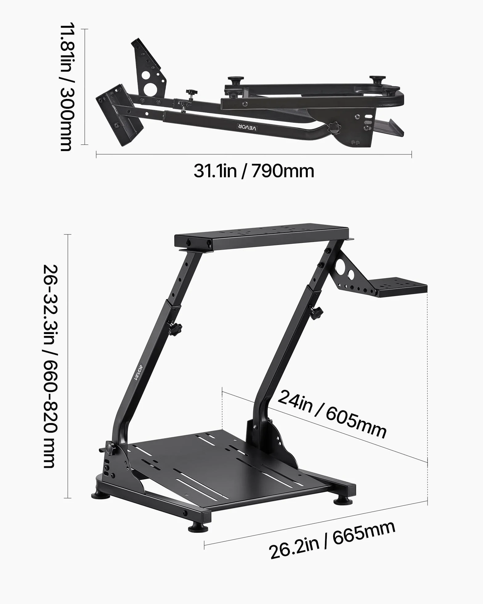 VEVOR Supporto Volante da Corsa Pieghevole Regolabile per Logitech G29 G27 G920 G923 Thrustmaster T300RS T300GT T248 TS-PC TSXW Gaming Cockpit