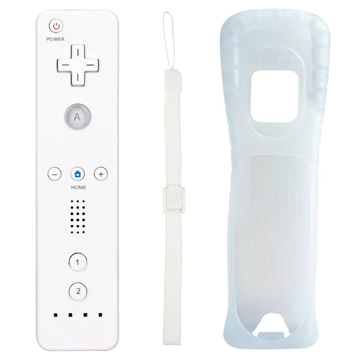 Telecomando per Nintendo Wii/Wii U: Controller con sensore di movimento wireless per console Nintendo Wii, con custodia in silicone e cinturino da polso (bianco)