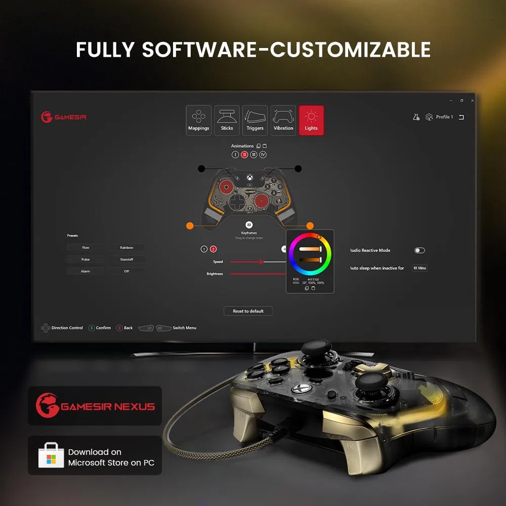 GameSir Kaleid Flux Xbox Controller- Controller di gioco con licenza ufficiale per Xbox Series X|S, Xbox One e Windows e Steam, controller di videogiochi cablato con grilletto/joystick a effetto Hall
