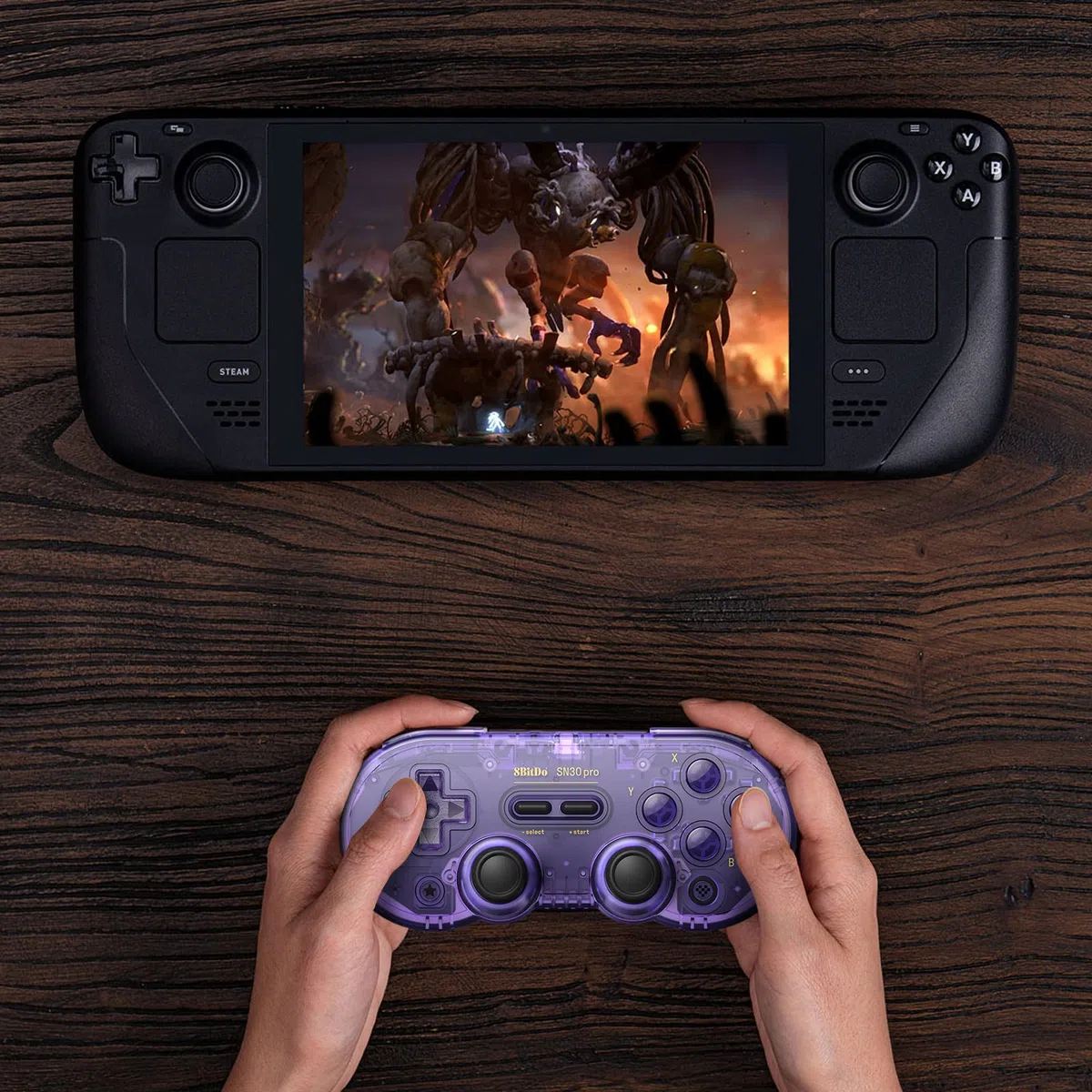 8Bitdo Controller di Gioco Bluetooth SN30 PRO Compatibile con Switch PC, Aggiornamento Joystick Effetto Hall, Gamepad Wireless per PC, Windows, Android, macOS, Steam, Raspberry Pi (Viola Trasparente)