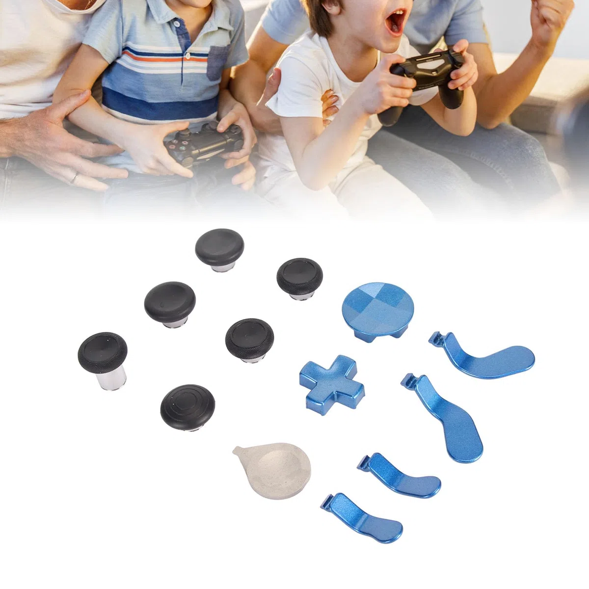 Focket Manopole in Metallo per Controller One Elite Series 2, Kit di 13 Pulsanti magnetici sostitutivi in 1. Include Joystick in Metallo a 6 Posizioni, 4 Paddle e 2 D-Pad (Blu)