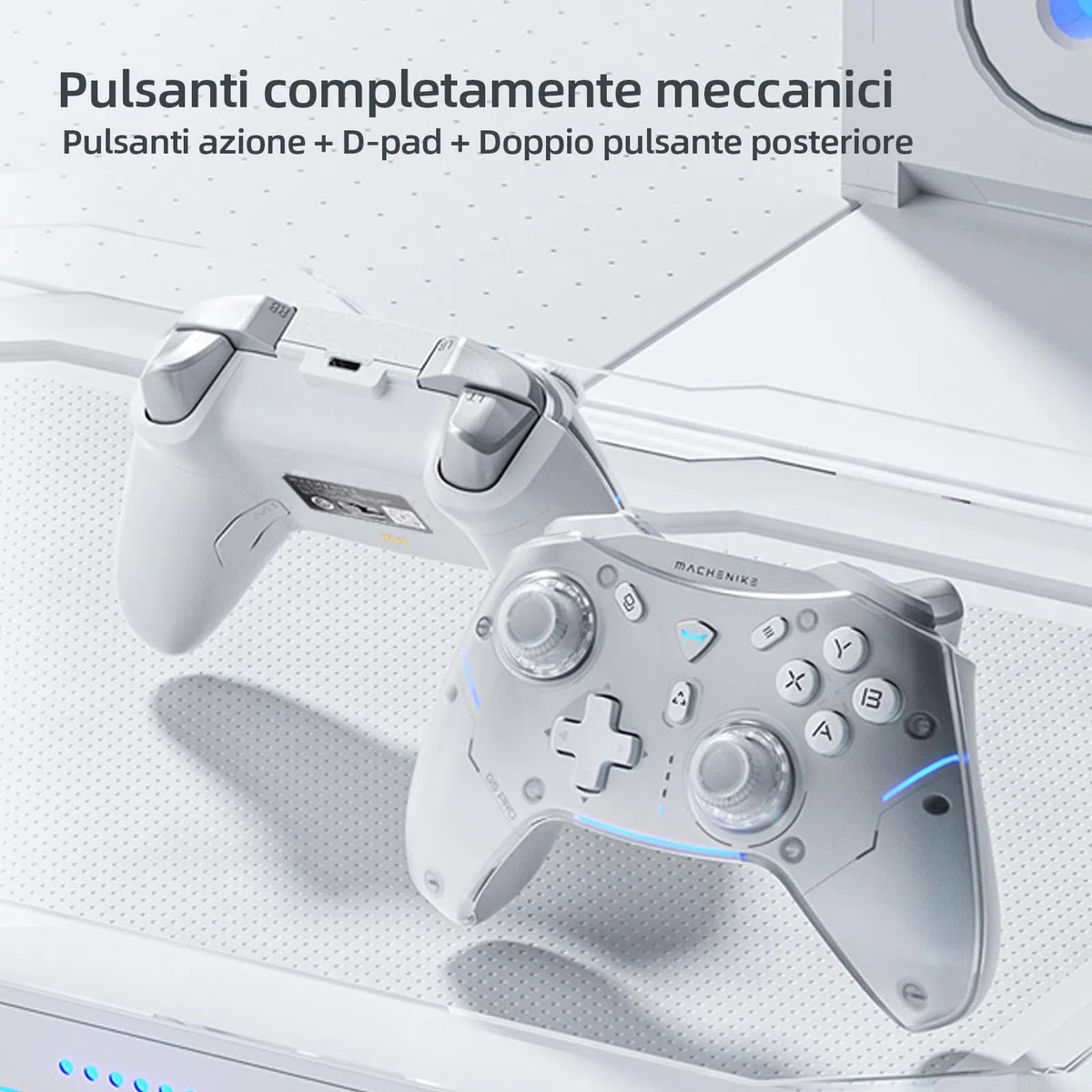 Machenike G5PRO Wireless Controller RGB Joystick PC Gaming Hall Effect Trigger Tasti meccanici Compatibile PC/NS/TV/smartphone TURBO 5 Livelli vibrazione Nero