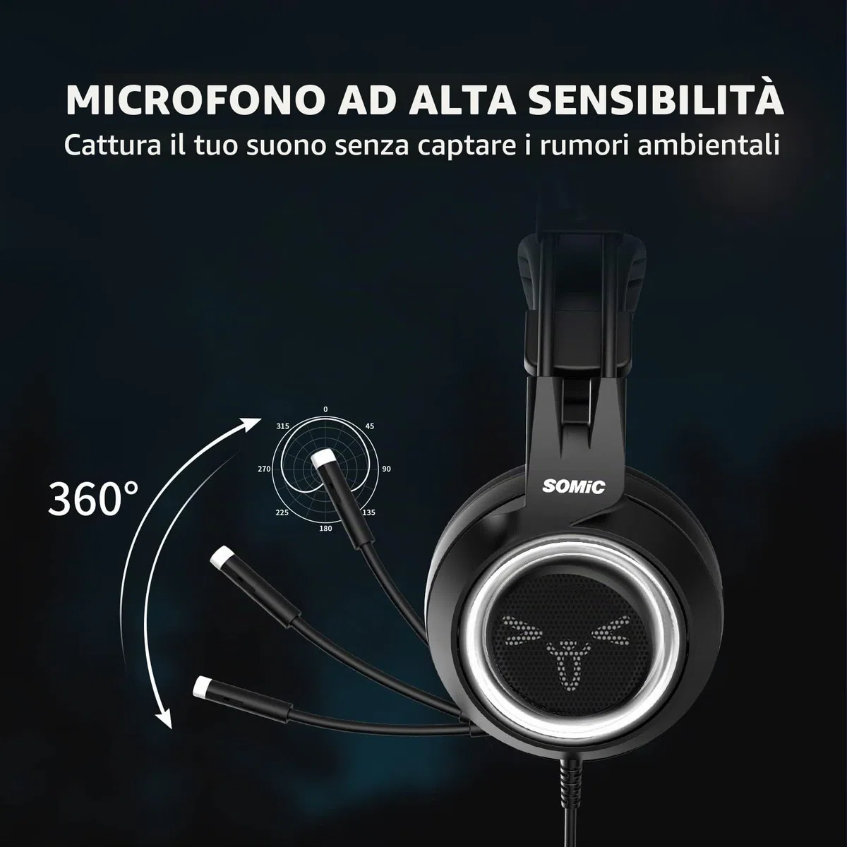 Somic Cuffie da Gioco per Xbox One, PS4, PC, Audio Surround Stereo con Eliminazione del Rumore, Orecchie di Gatto Rimovibili