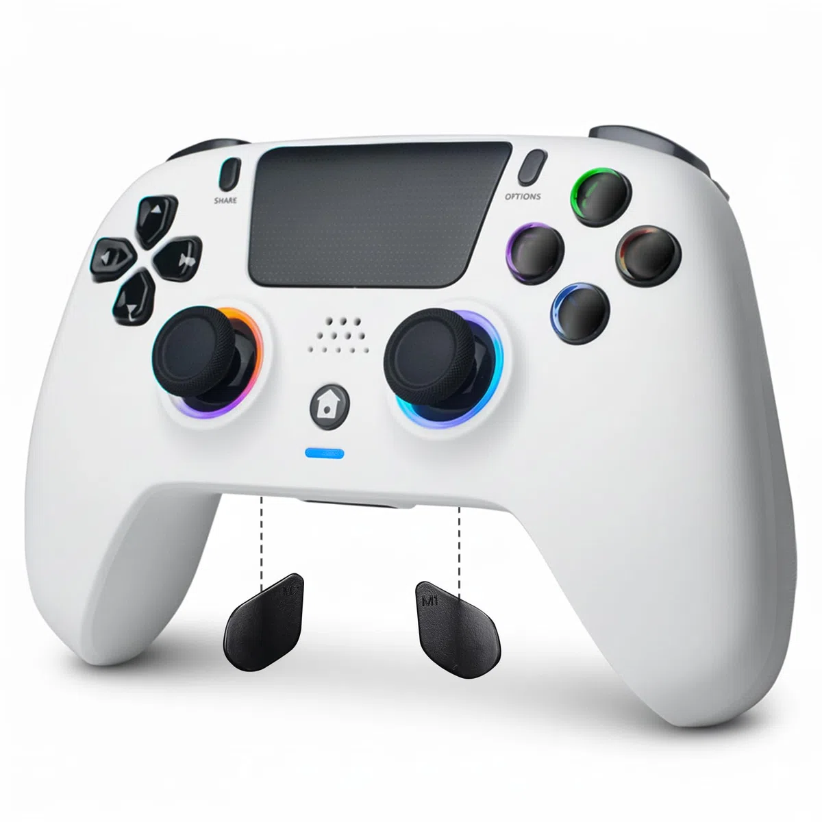 DoJoZone Wireless Controller Compatibile con PS4/Pro/Slim, Joystick con Hall Effect Trigger/Stick (NO Drift), Luci RGB, Jack Cuffie, Pulsanti Programmabili, Vibrazione, Sensore 6 Assi