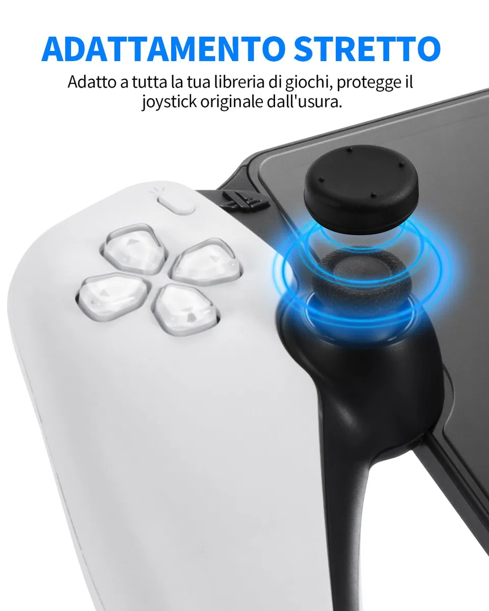 Set di Accessori 8 in 1 Compatibile con Playstation Portal, Custodia Rigida con Copertura in Silicone per PS5, Protezione Schermo e 4 Tasti da Pollice, Nero e Bianco