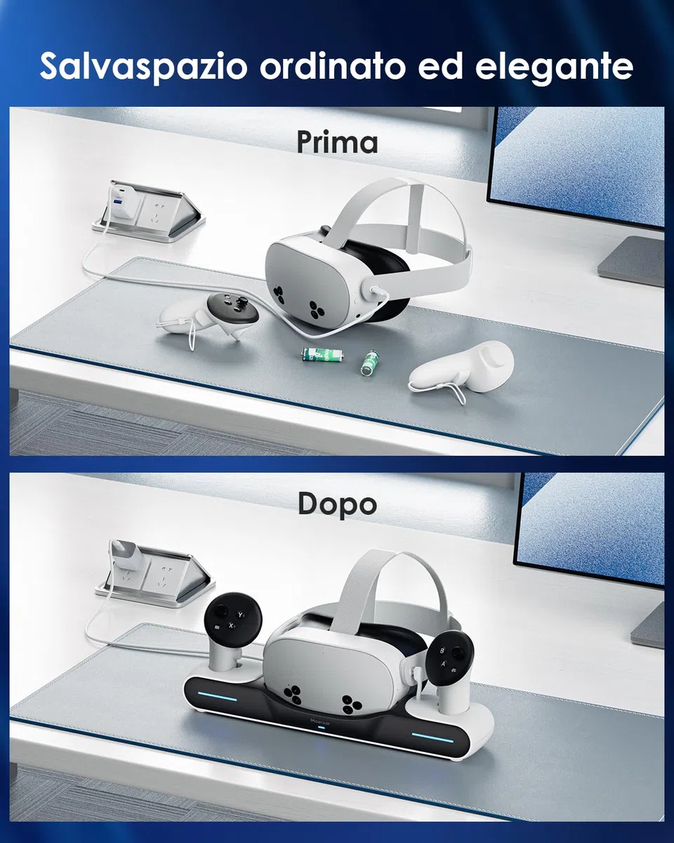 Charging Dock per Quest 3/Quest 3S Stazione di ricarica magnetica accessori