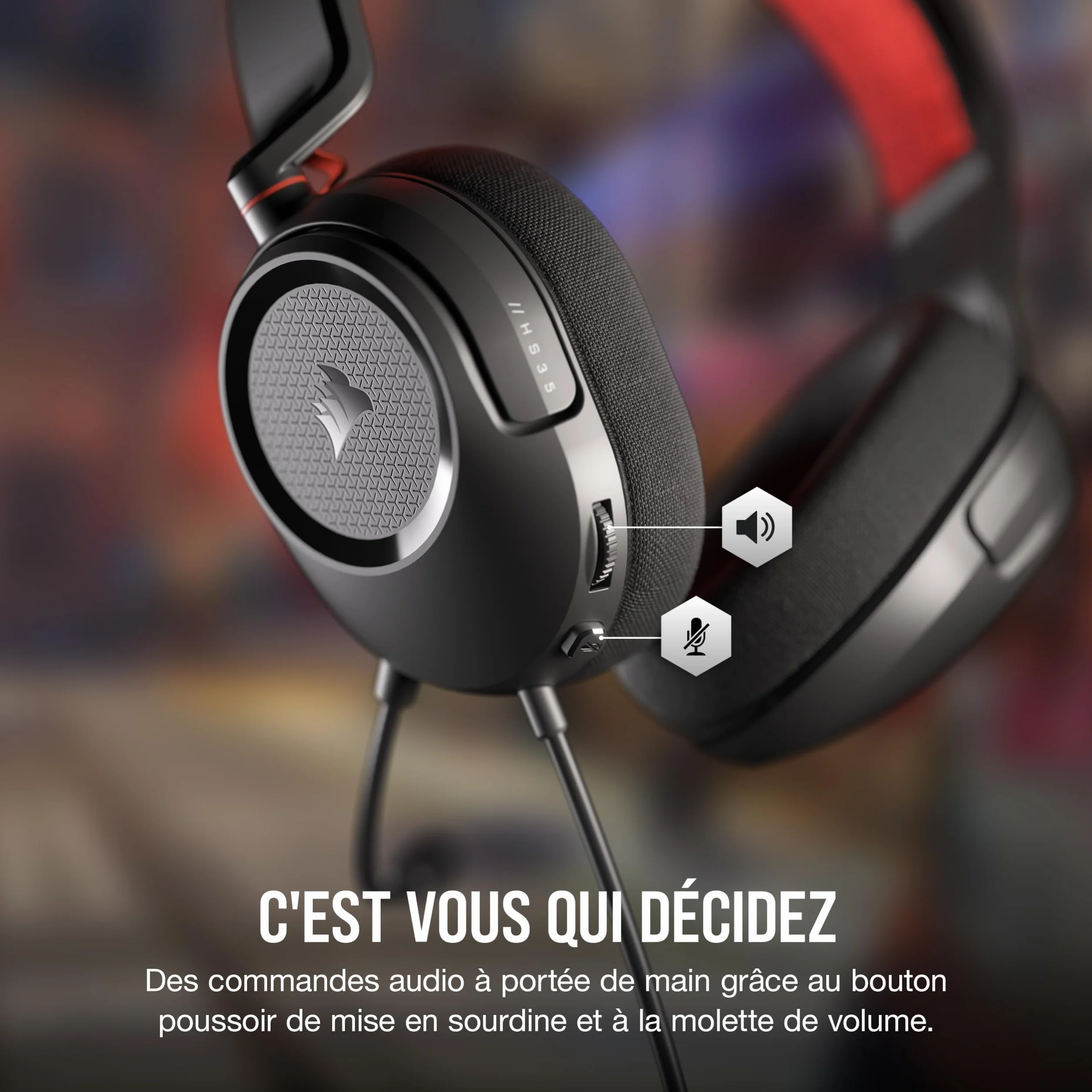 Corsair HS35 v2 Cuffie Gaming Multipiattaforma con Microfono Omnidirezionale Flessibile, Cavo 3,5 mm per PC, PS5, Xbox, Carbonio