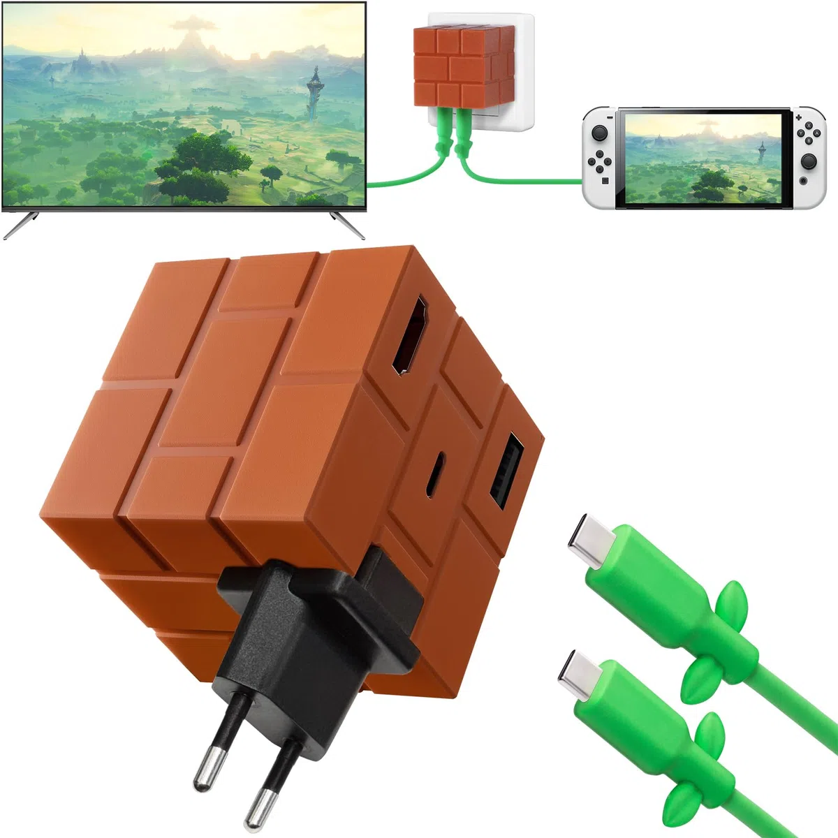 Caricatore per Switch da 65 W, compatibile con Nintendo/OLED/Steam Deck/Samsung Dex/iPad/MacBook, docking station TV portatile per Switch con GaN e ricarica rapida PD USB-C