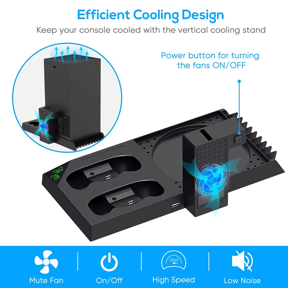FYOUNG Supporto di Raffreddamento Compatibile con Xbox Series X + Batterie Ricaricabili Accessori