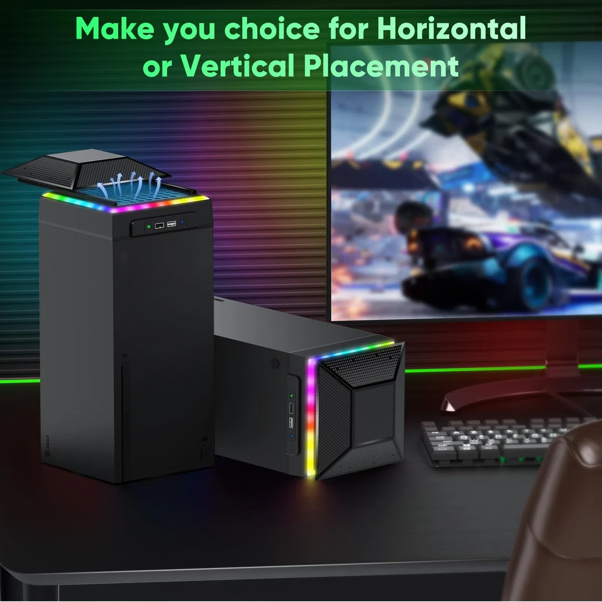 Gorixer AI Control Ventola di Raffreddamento Aggiornata per Xbox Series X con Filtro Antipolvere e Luci RGB