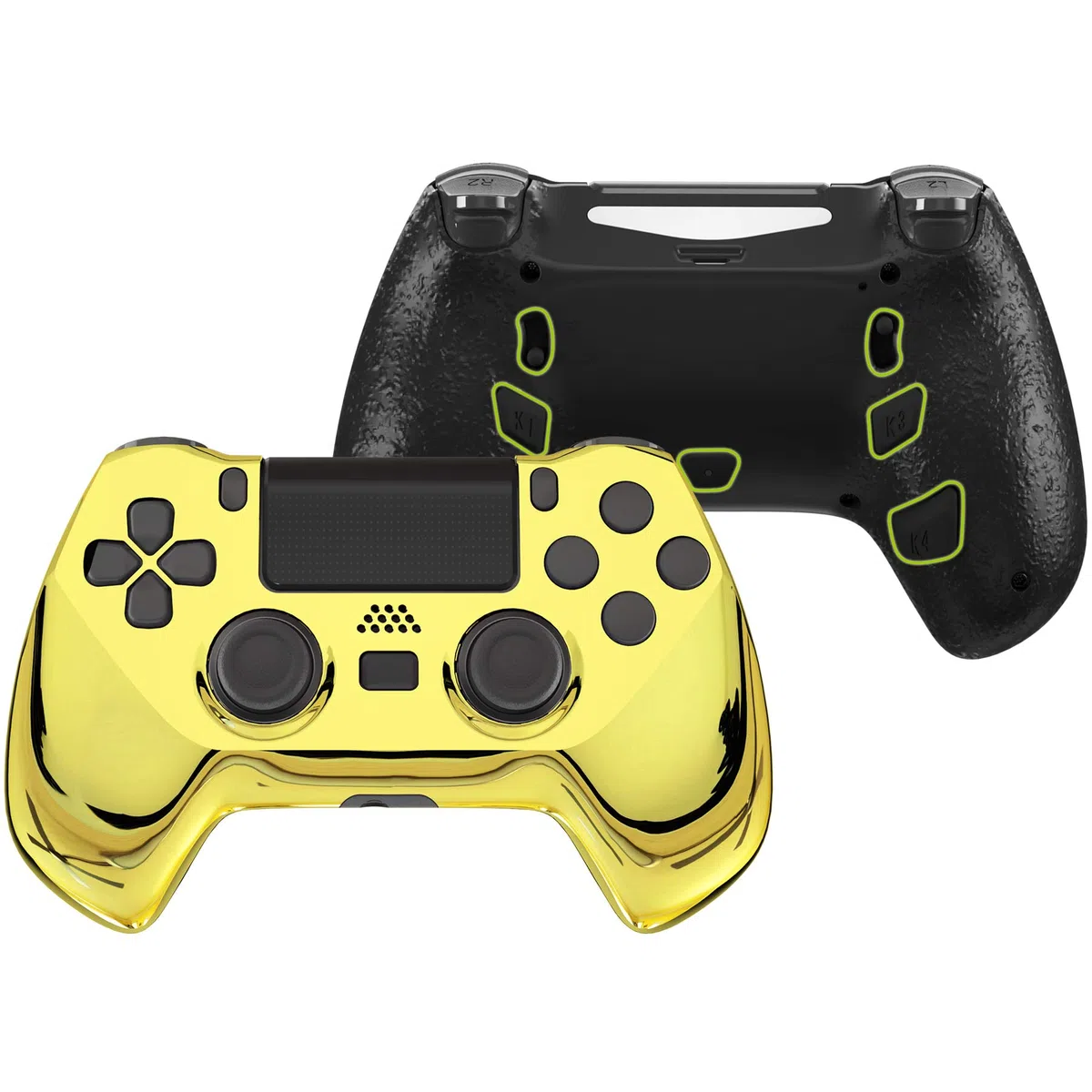 eXtremeRate DECADE Torneo Aggiornamento Kit per ps4 Controller CUH-ZCT2(Non Controller), Cover Shell&Tasti Posteriori&Trigger Stop, Accessori per ps4 Joystick JDM-040/050/055, Oro Cromo