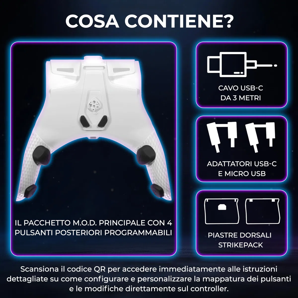 Collective Minds Strike Pack ‘Horizon’ – Kit MOD cablato per controller Xbox | 4 pulsanti posteriori programmabili | Accessorio gaming Xbox con app per pro player | Compatibile Xbox Series X|S e One