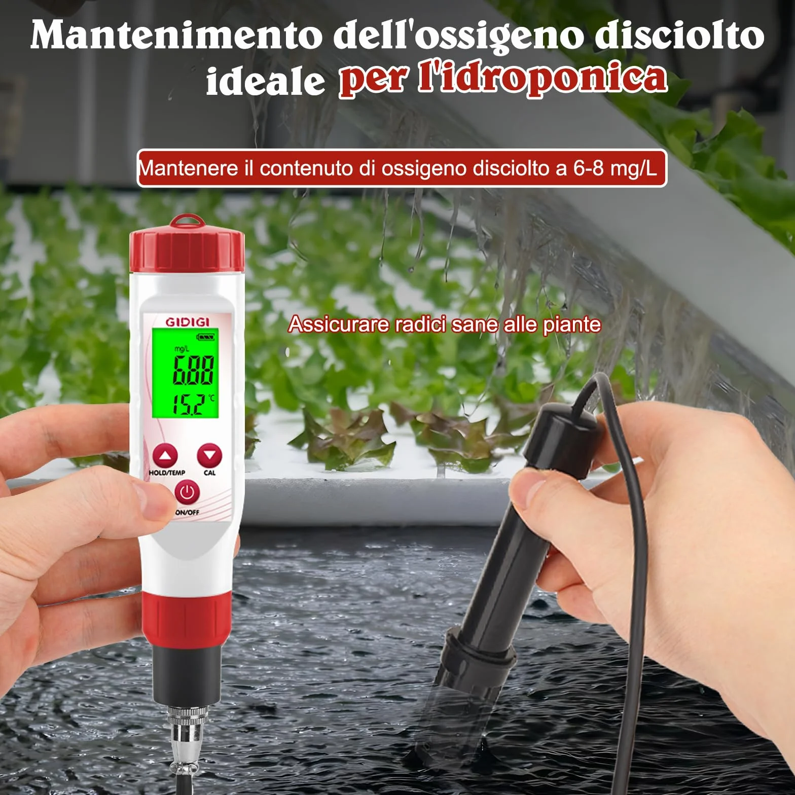 Misuratore di ossigeno disciolto per acqua, tester di ossigeno per laghetti, tester DO per acquari con acque reflue di laghetti, con più membrane, acqua priva di ossigeno, elettrolita, 0,0-40,0 mg/L