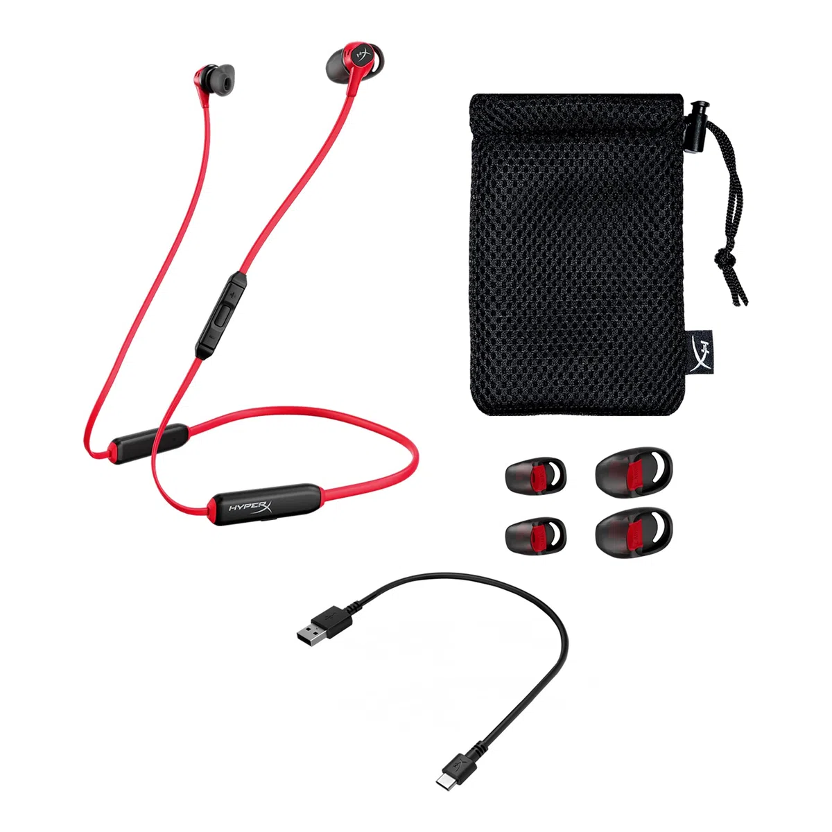 Auricolari Bluetooth 5.1 HyperX Cloud Buds con Microfono Integrato, 10 Ore Autonomia, Nero/Rosso