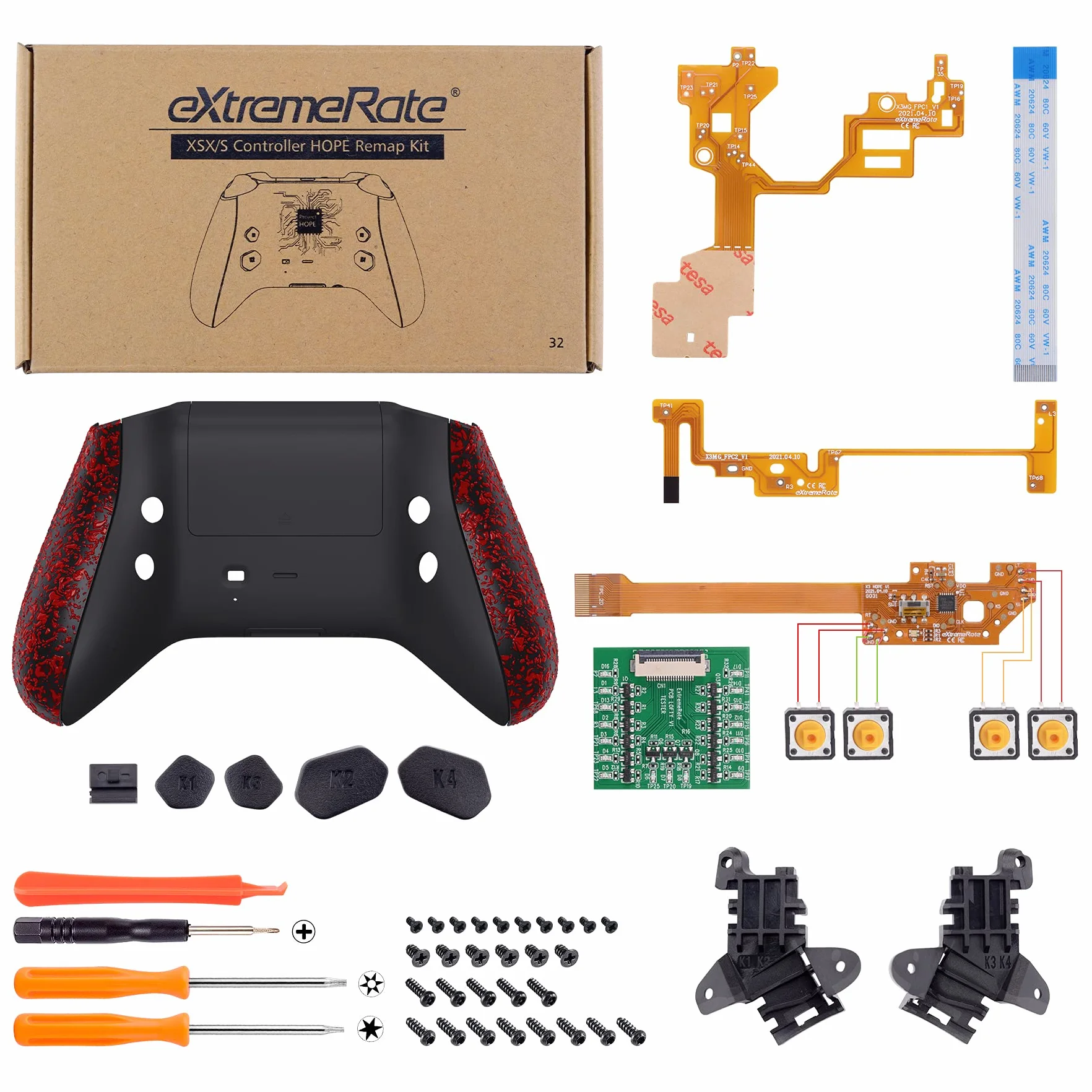 Programmabile Remap Kit per Xbox Series X S Controller Rosso Antiscivolo