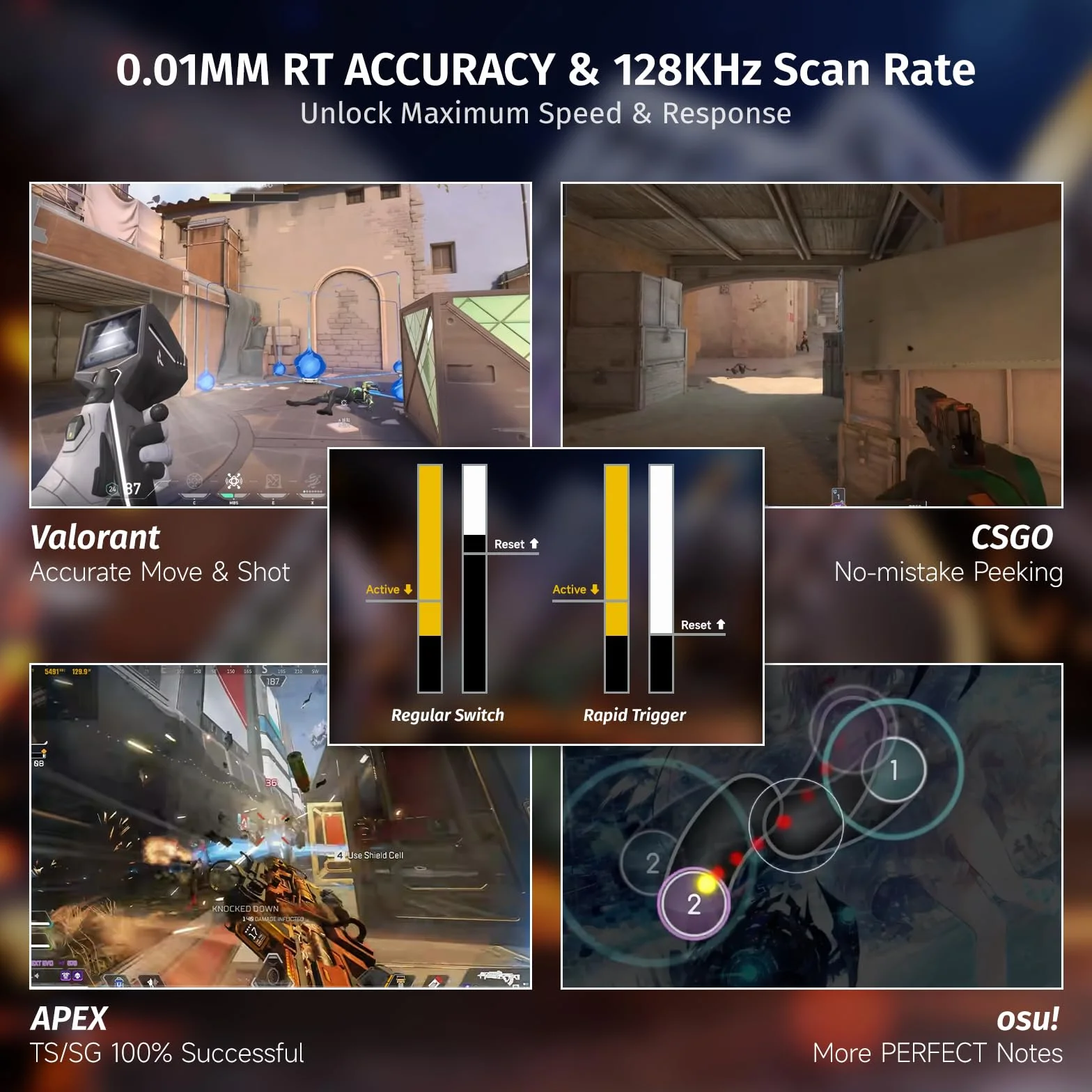 ATTACK SHARK X68 HE Tastiera Gaming 60% Cablata Rapid Trigger 8000Hz Switch Magnetici Attuazione Regolabile Snap Tap Nero