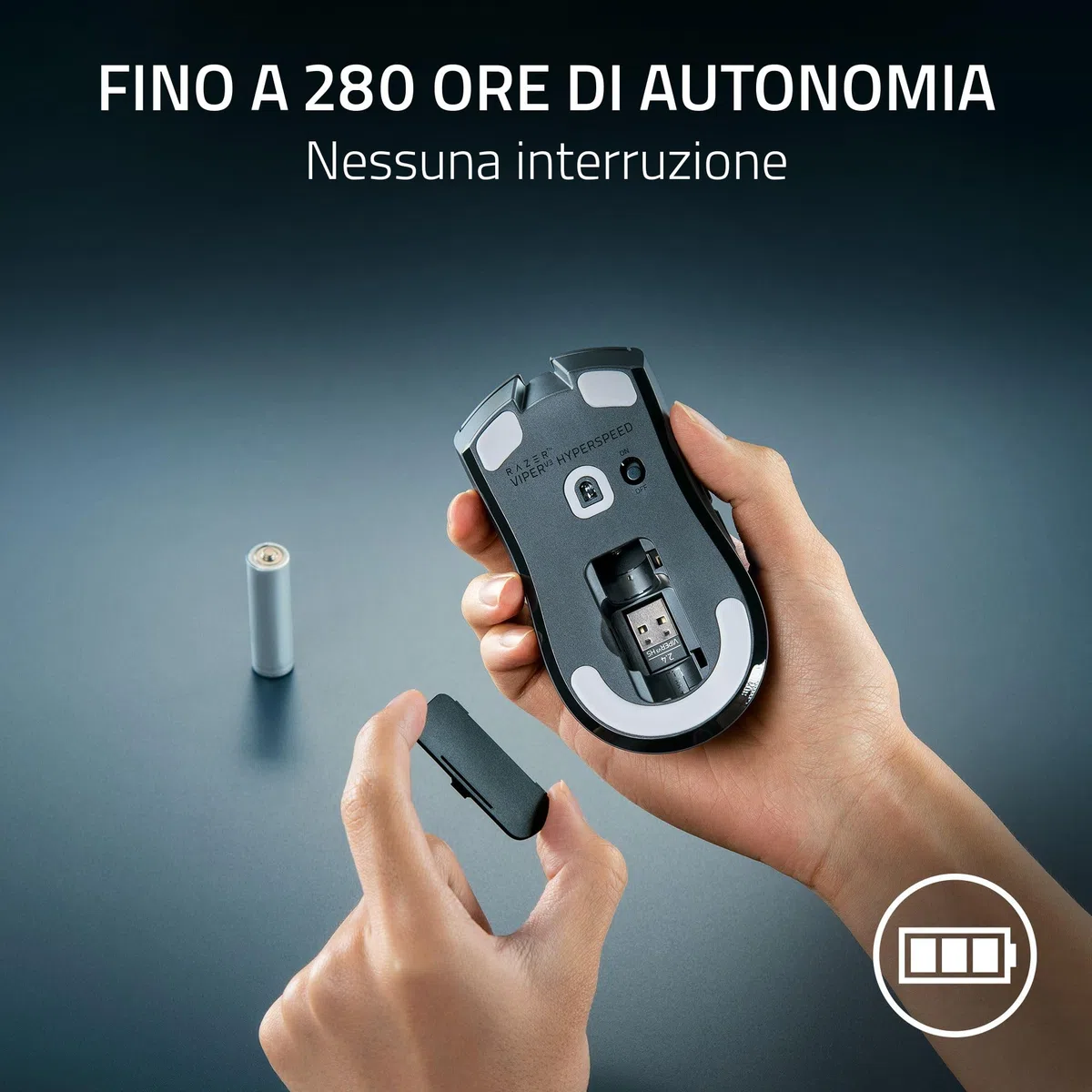 Razer Viper V3 HyperSpeed Mouse Esports senza fili Nero Sensore ottico Focus Pro 30K 280 ore