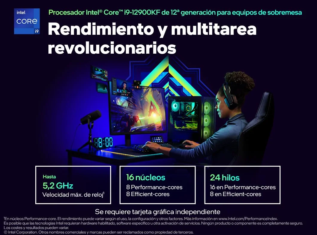 Intel® Core™ i9-12900KF, processore desktop, per sistemi desktop 16 (8P+8E) core fino a 5,2 GHz sbloccato LGA1700 serie 600 chipset 125 W