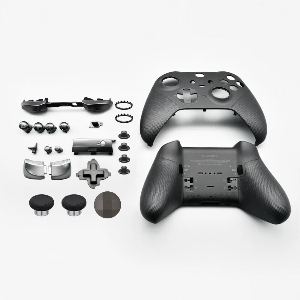 Guscio di Ricambio Kit Custodia Coperchio Anteriore Posteriore per Xbox Elite Controller Series 2 - Nero, Incluso D-pad Joysticks Pulsante di Attivazione LB RB Pulsanti ABXY Accessori