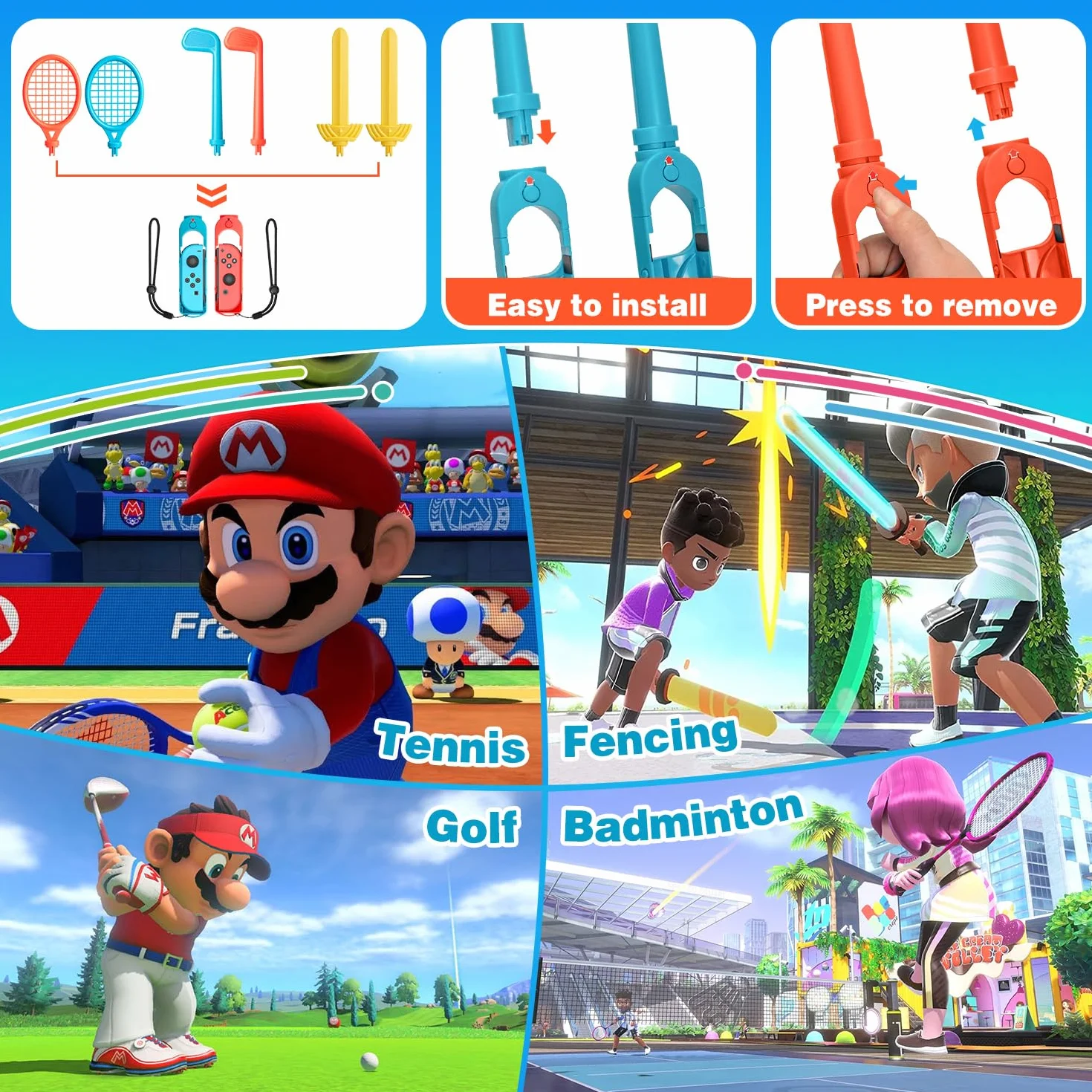 16-in-1 Accessori per Switch Sport, Accessori per Nintendo Switch Sport/Switch Joycon, Regalo di Natale Set di Gioco per Famiglia con Griff Organizer Joycon Compatibile con Switch 2 2025
