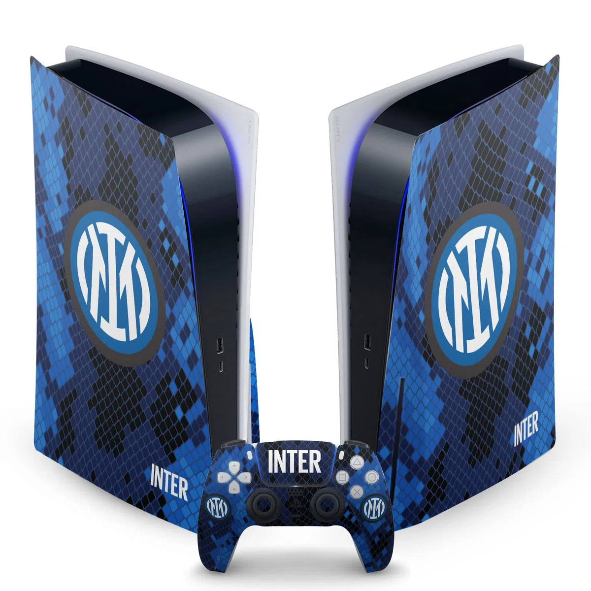 Head Case Designs Licenza Ufficiale Inter Milan Home 2021/22 Kit Crest Vinile Frontalino Sticker Gaming Pelle Adesivo Compatibile con Sony PlayStation 5 PS5 Disc Edition Console & DualSense Controller
