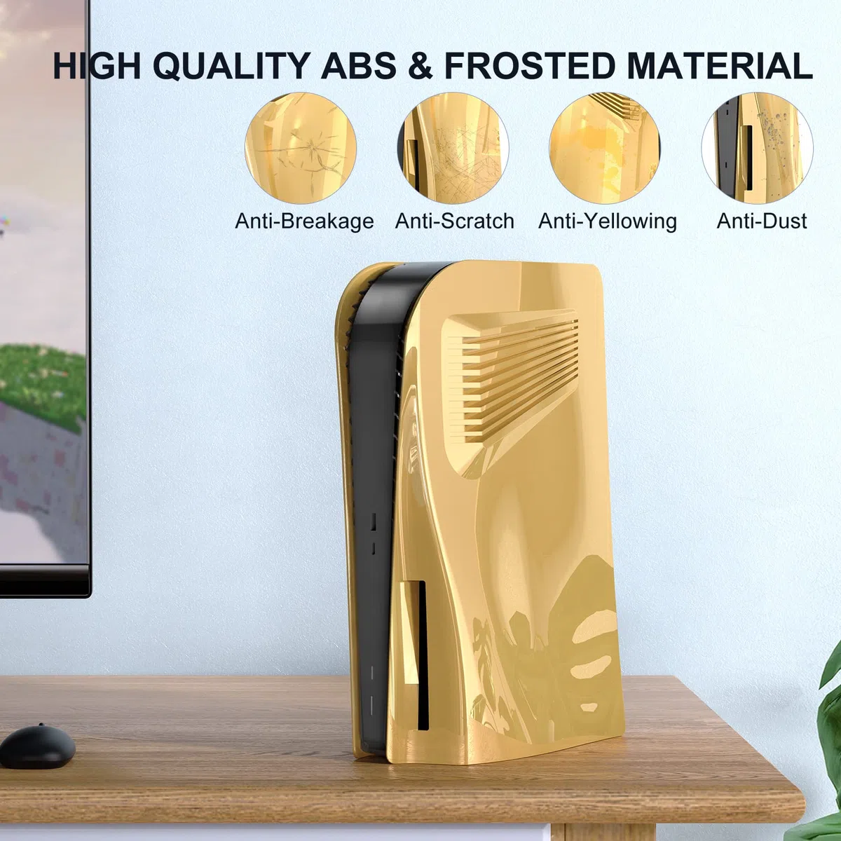 innoAura Piastre per Disc Edition, Piastre Frontali con Prese d'Aria di Raffreddamento, Cover Protettiva AntiGraffio Antipolvere, Custodie di Ricambio in ABS Premium(Oro)