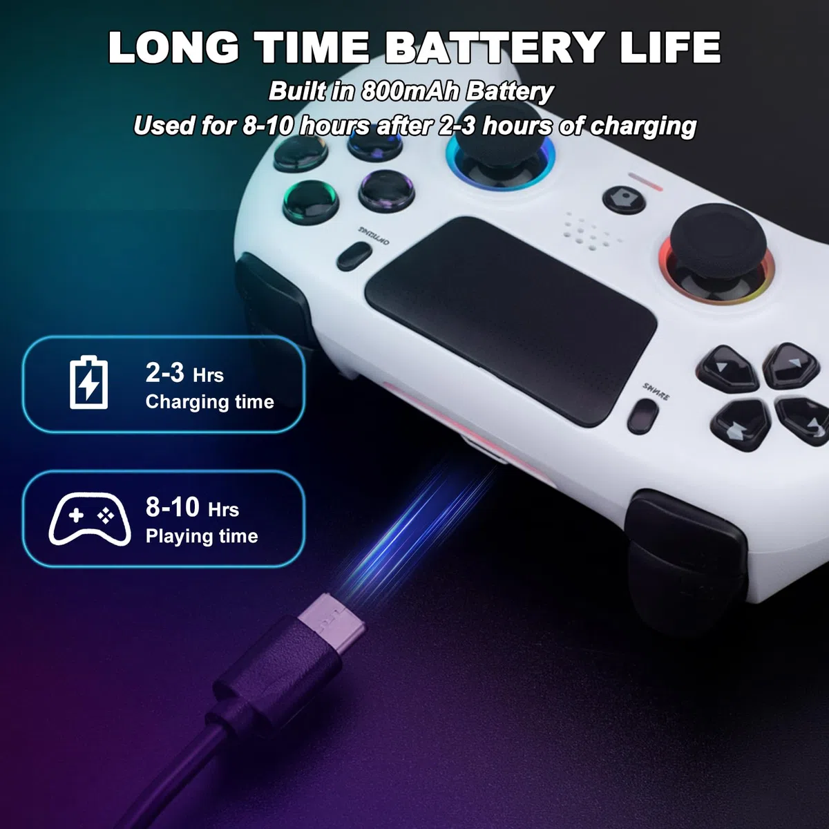 Kontroler Bezprzewodowy DuLingKer z Efektem Halla dla PS4/Pro/Slim, Joystick z RGB i Wibracjami