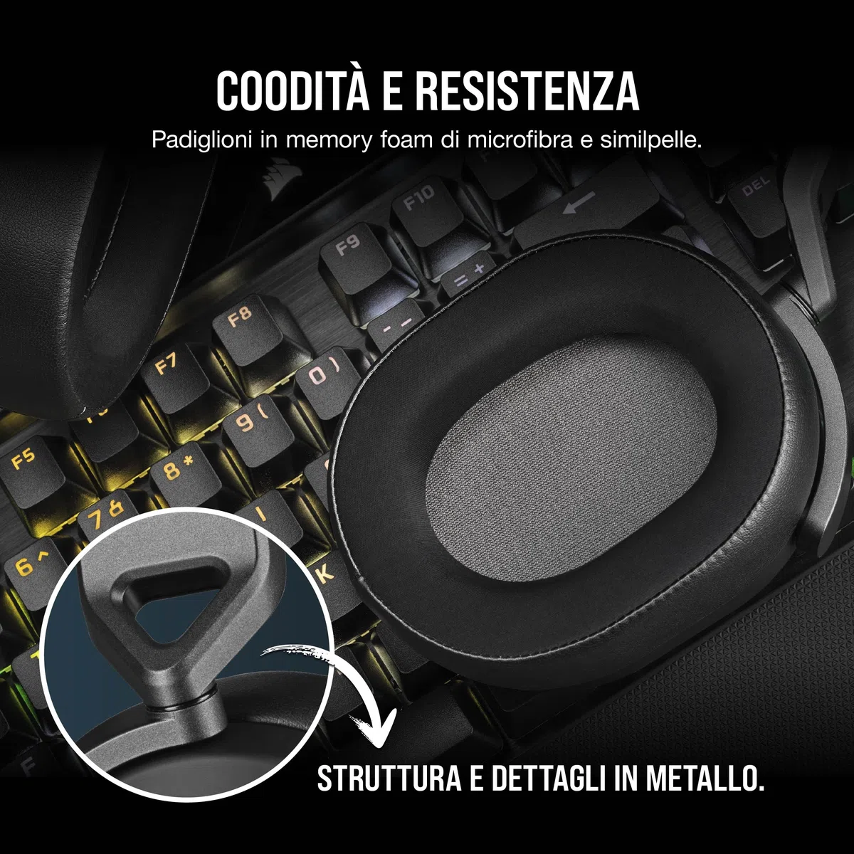 Corsair HS65 Surround Cuffie Gaming Cablate 7.1 Multipiattaforma Carbonio Dolby Surround SonarWorks SoundID iCUE PC Mac PS5 PS4 Xbox Nintendo Switch Mobile
