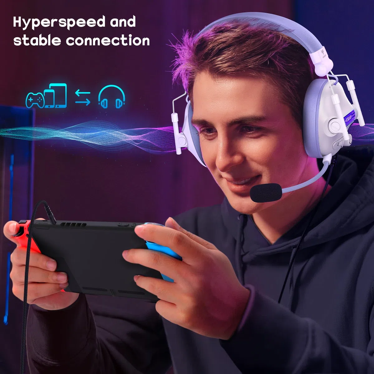 Cuffie da Gaming Over Ear con Cancellazione Rumore e Mic per PS4 PS5 PC Xbox One Switch, Memory Foam RGB 3.5mm