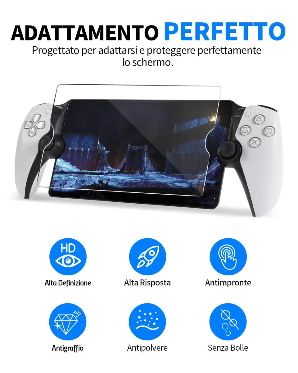 Set di Accessori 8 in 1 Compatibile con Playstation Portal, Custodia Rigida con Copertura in Silicone per PS5, Protezione Schermo e 4 Tasti da Pollice, Nero e Bianco