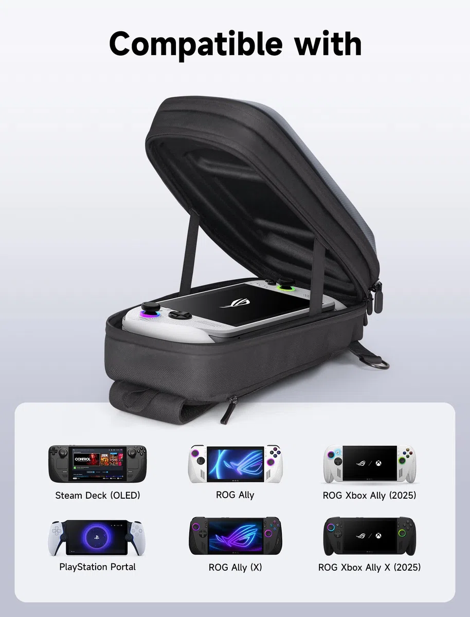 JSAUX Custodia per Steam Deck (OLED)/ASUS ROG Ally X/ROG Ally, Borsa a Tracolla Protettiva a Guscio Rigido di Grande Capacità con Tasche Compatibili per Switch/Playstation Portal e Accessori-BG0105X