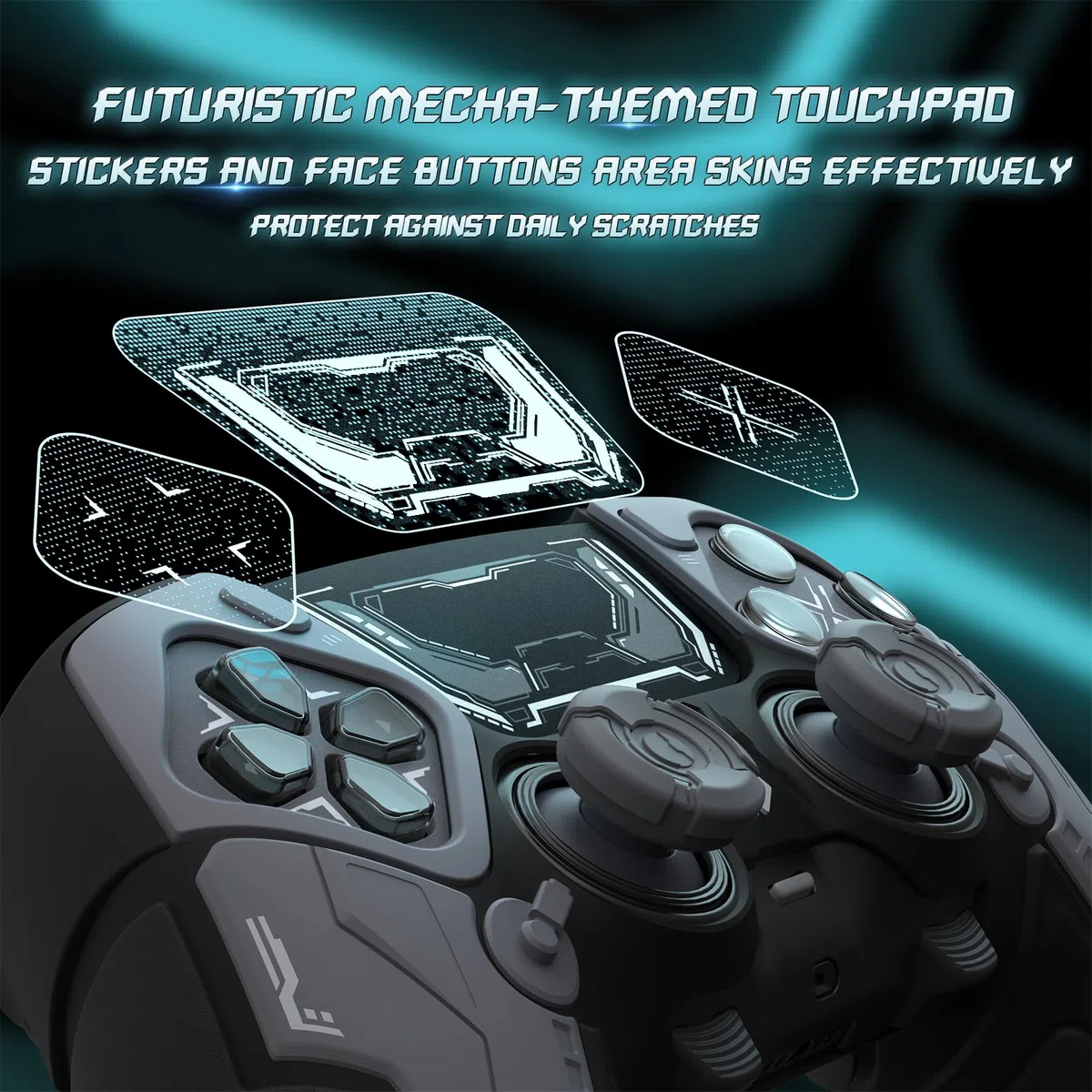 PlayVital Cover Controller per ps5 Edge Joystick, Custodia Silicone Skin Protettiva Grip Antiscivolo & Copri Analogici & Adesivi, Accessori Antiurti per ps5 Edge Controller, Mecha Stellare - Nero